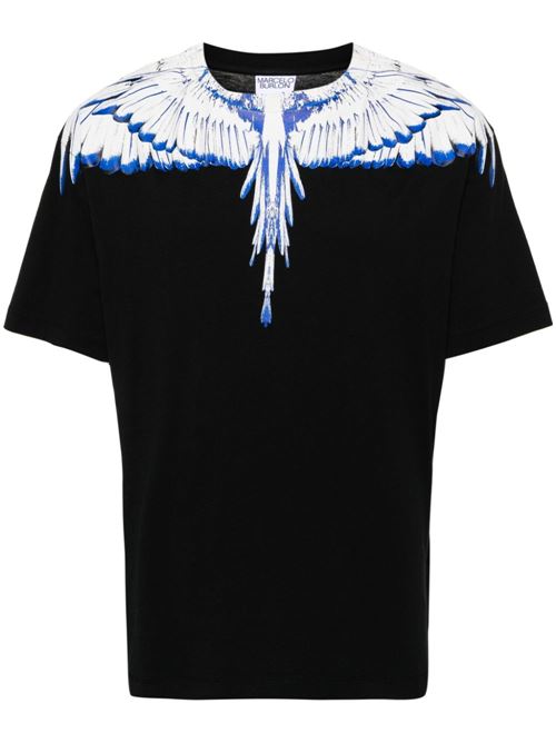 black/blue white t-shirt with Wings print MARCELO BURLON | CMAA056C99JER0011001